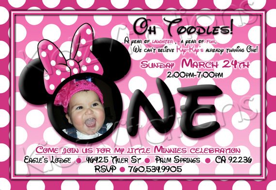 girl minnie mouse first birthday invitations