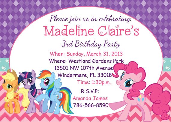 pinkie pie my little pony birthday invitations printable