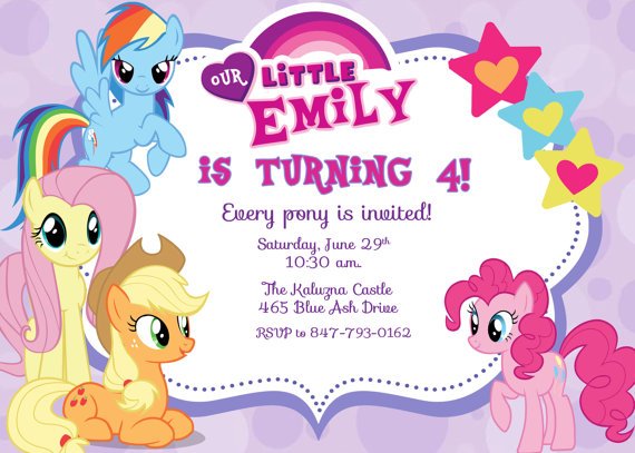 free printable my little pony birthday invitations card