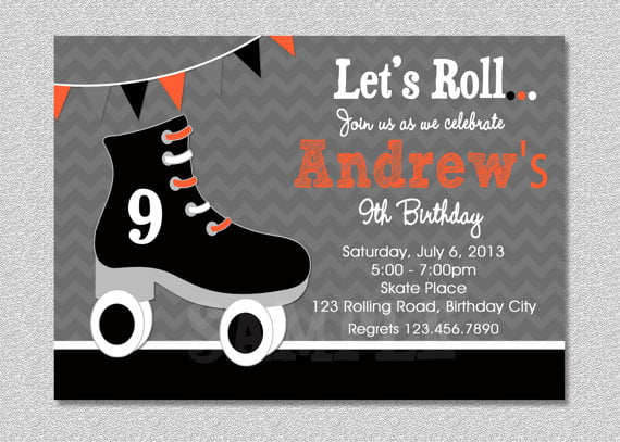 cool roller skating birthday party invitations