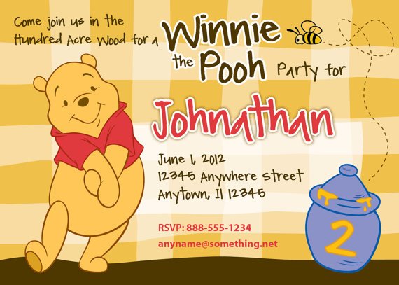 sweet winnie the pooh invitations for 1st birthday