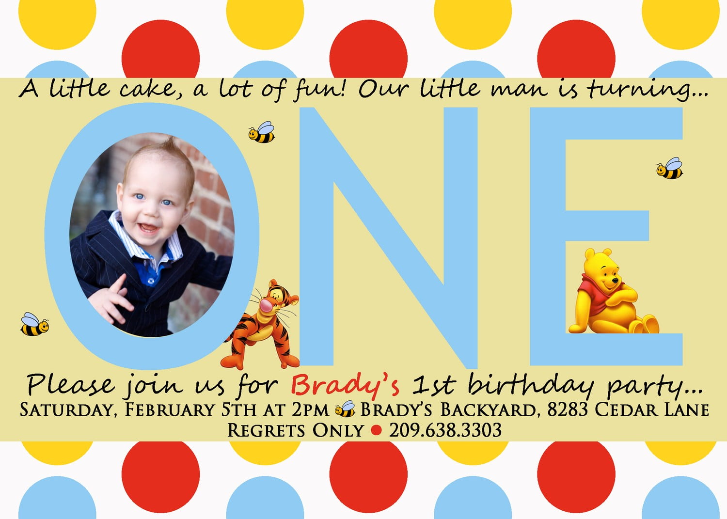 baby winnie the pooh photo birthday invitations