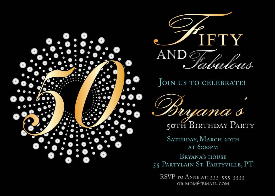 sparkles invitations for 50th birthday party