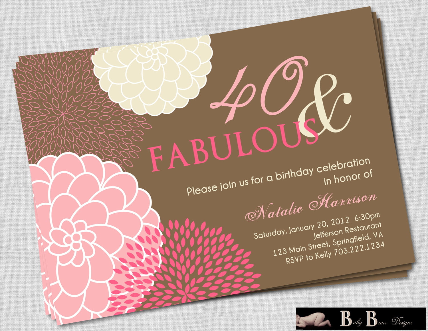 FREE Printable 40th Birthday Invitations for Women Download Hundreds