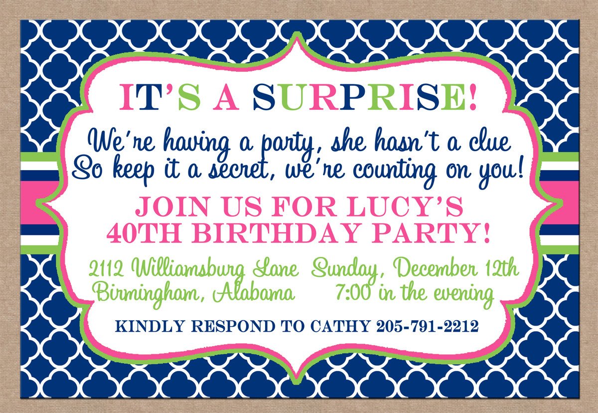 blue surprise birthday party invitations templates