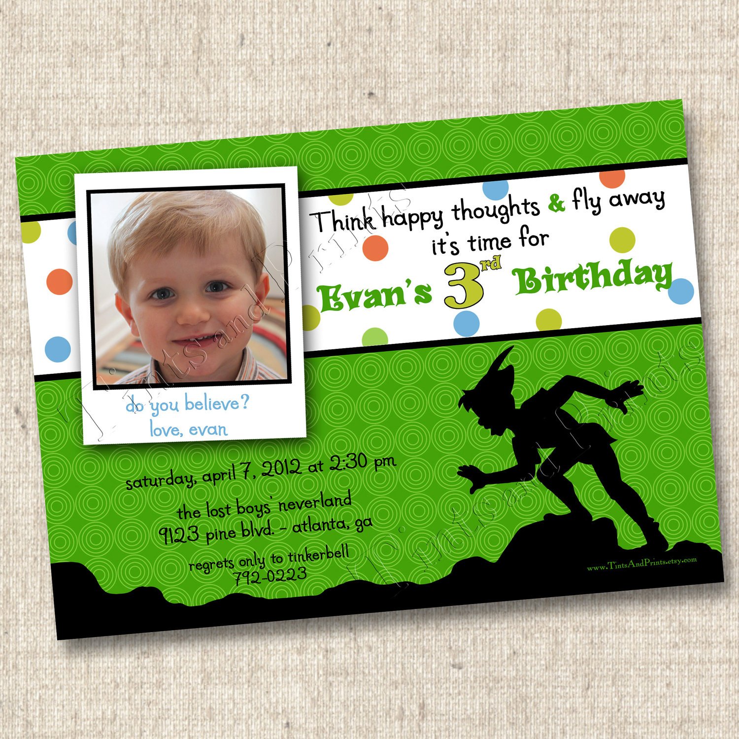 boys peter pan birthday party invitations