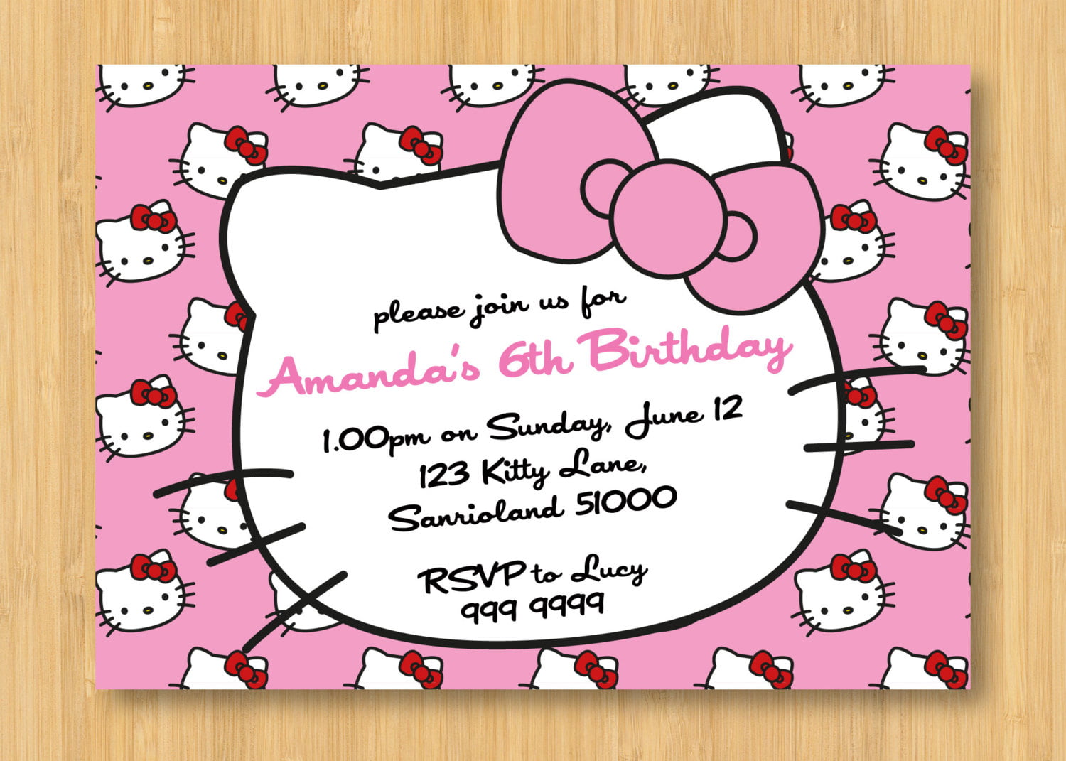 ear free hello kitty birthday invitations