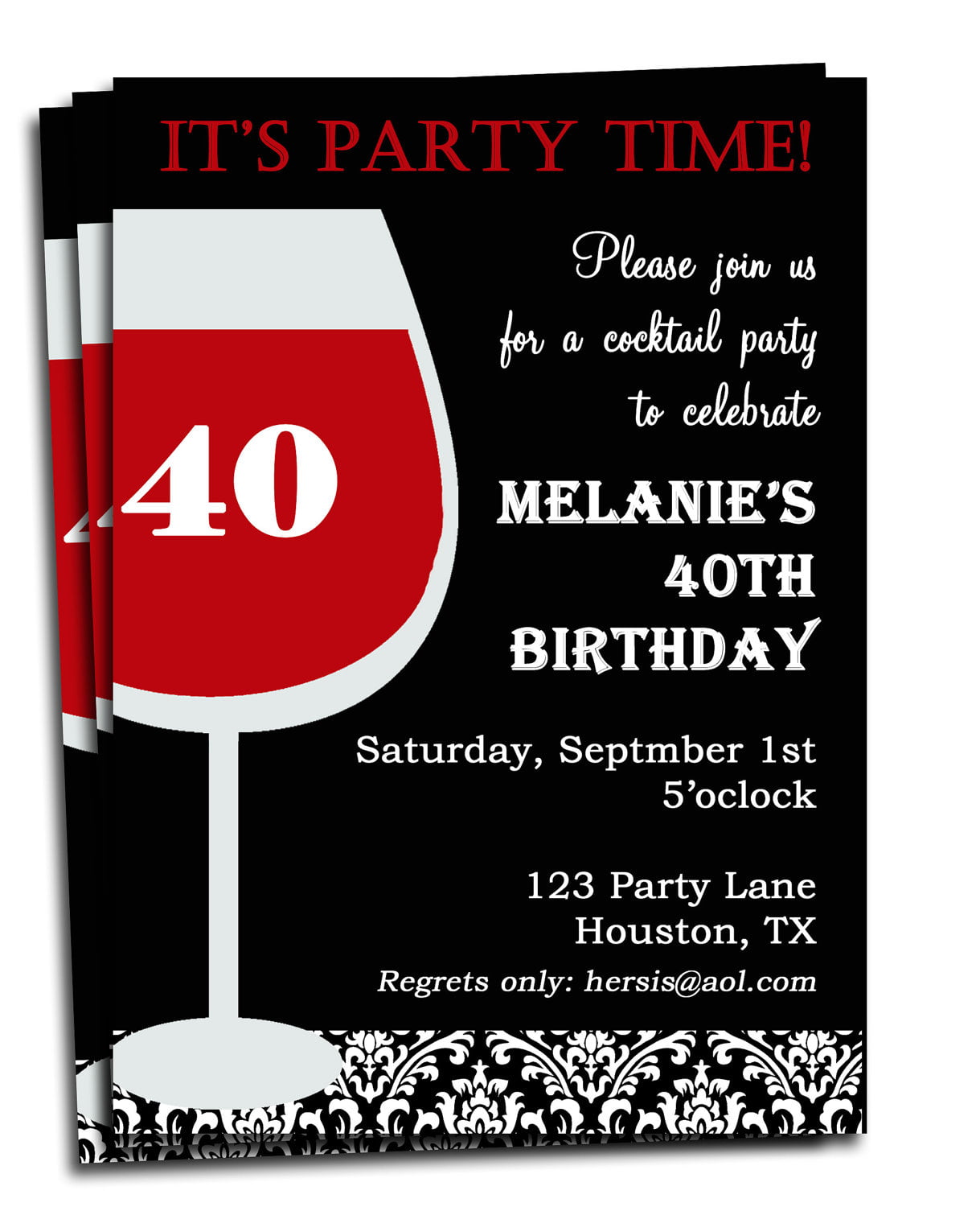 wine personalized birthday invitations for adults