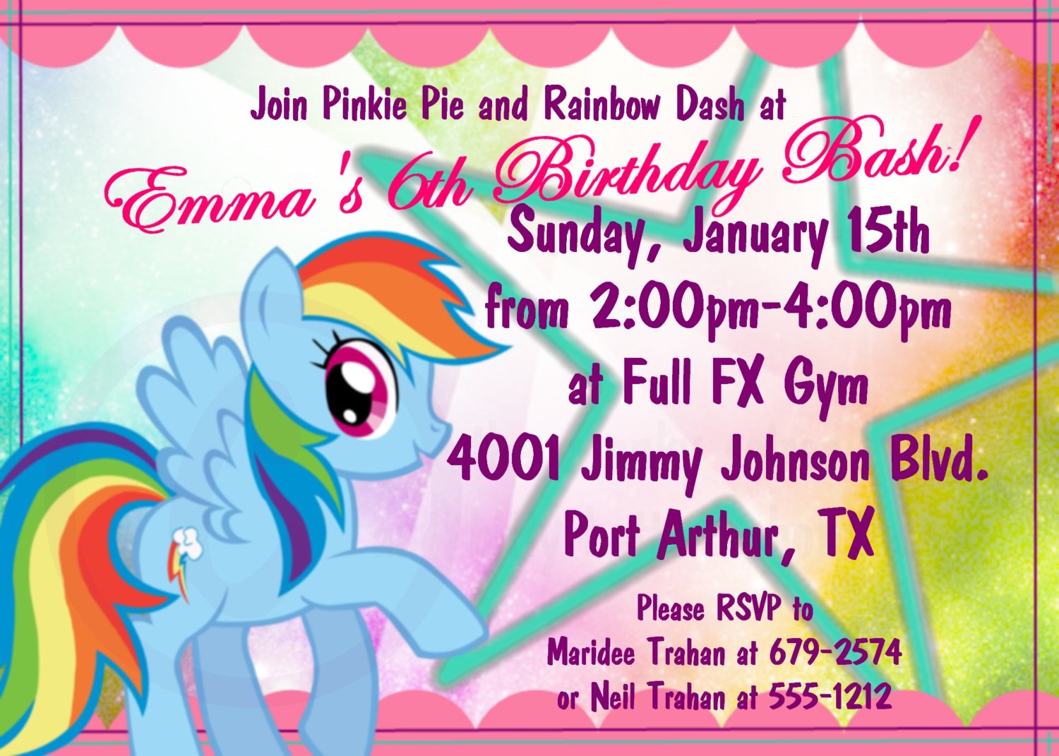 rainbow dash my little pony birthday invitations printable