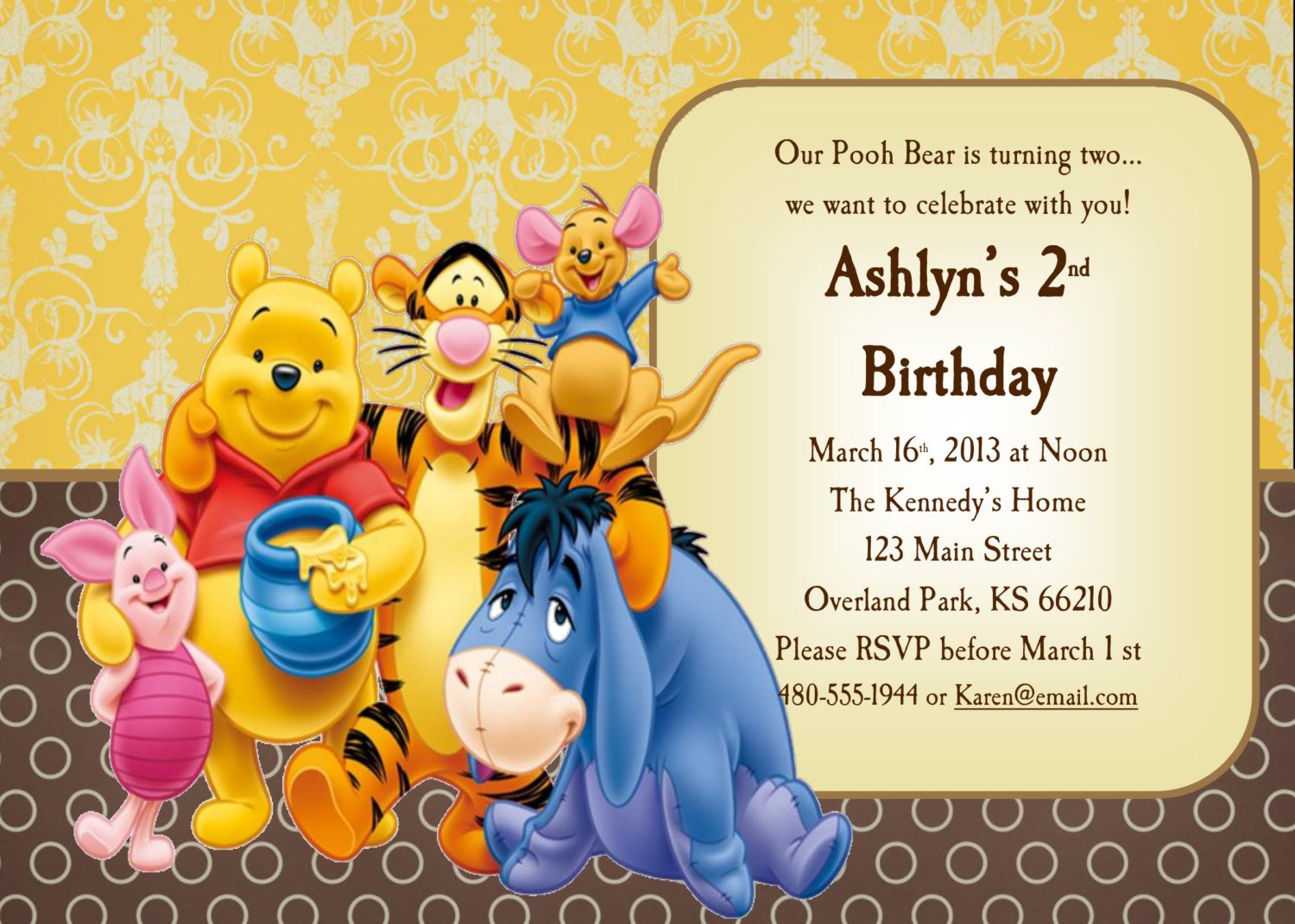 friends winnie the pooh invitations for 1st birthday