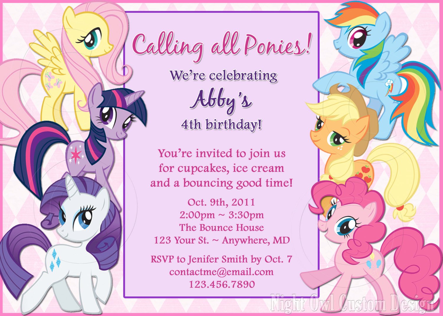 sweet my little pony birthday invitations printable
