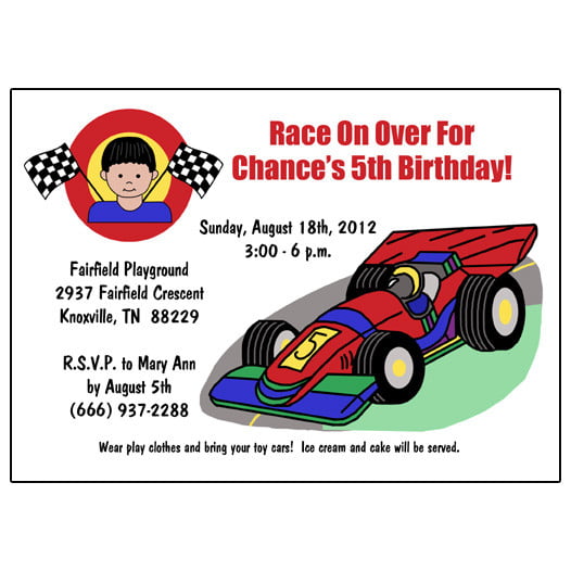 pictures race car birthday party invitations
