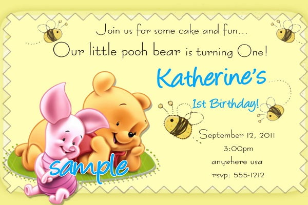 winnie the pooh free printable kids birthday party invitations