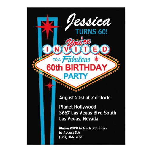 vegas 60th birthday party invitations ideas