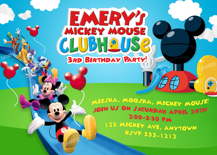 waterslide mickey mouse clubhouse photo birthday invitations