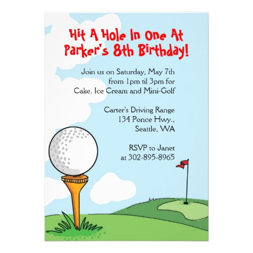 balls mini golf birthday party invitations