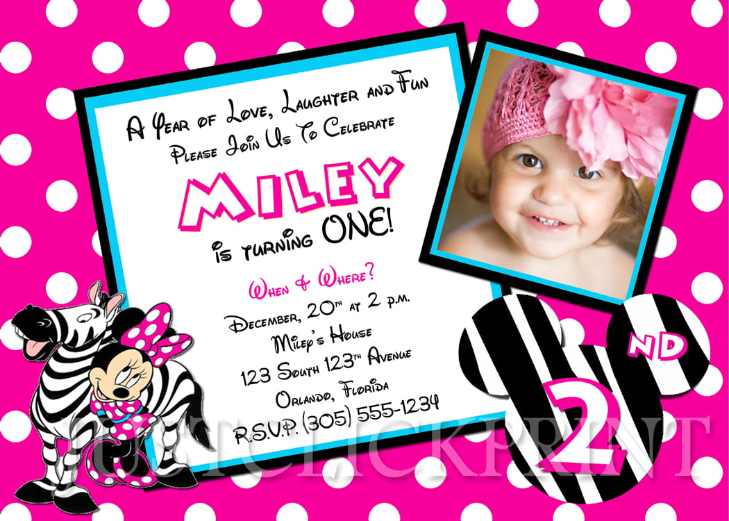 free printable minnie mouse birthday party invitations card