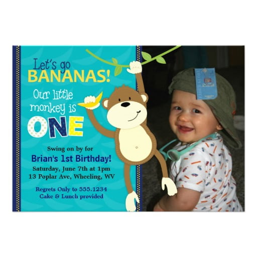 monkey wording for first birthday invitations
