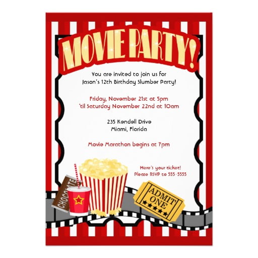 pop corn invitations for a birthday party