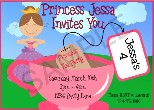 cheers princess tea party birthday invitations