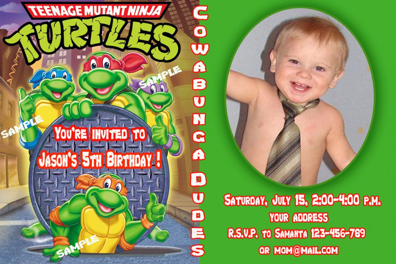 photo teenage mutant ninja turtles birthday invitations photo