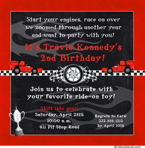 trophy race car birthday party invitations