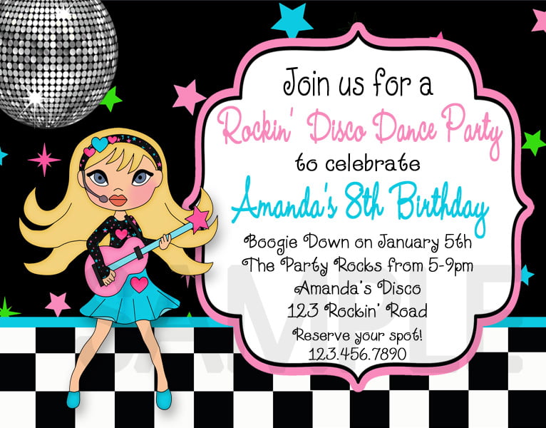 disco free printable birthday invitations for adult