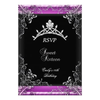 crown sweet 16 birthday invitations templates