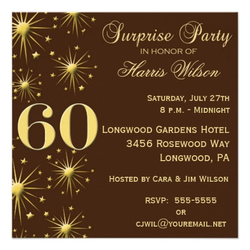 sparkling surprise 60th birthday party invitations wording