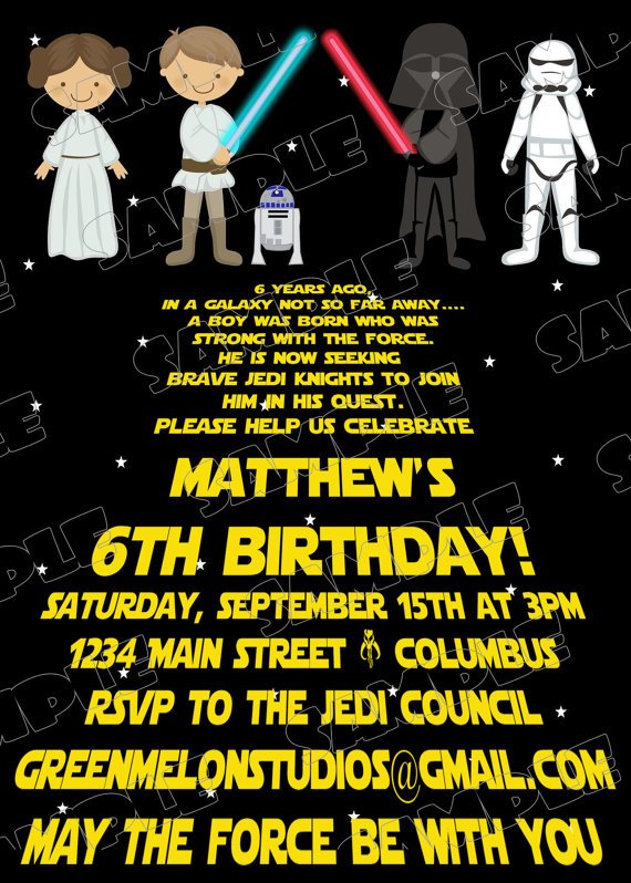 leia printable star wars birthday invitations