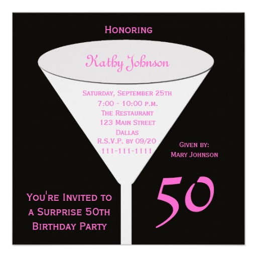 cocktails surprise birthday party invitations for adults
