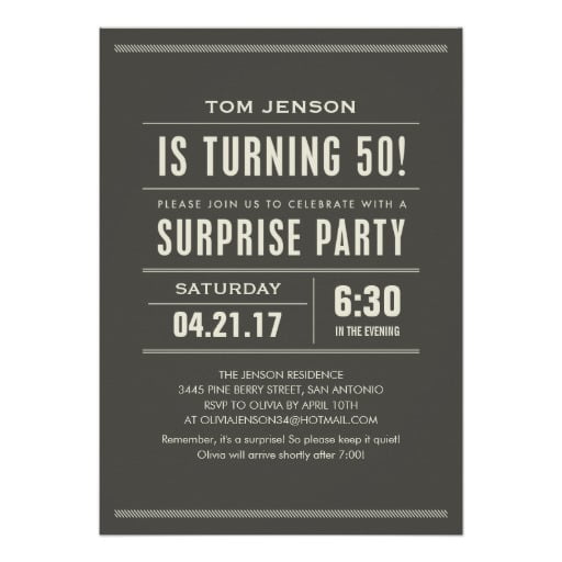 Surprise 50th Birthday Party Invitations Wording Download Hundreds