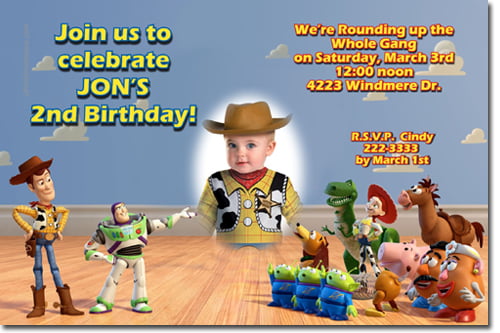 woody boy personalized toy story birthday invitations