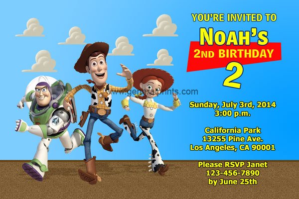 woody personalized toy story birthday invitations