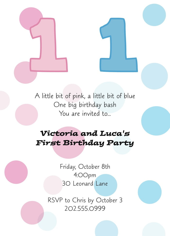 blue pink 11 years old birthday invitations