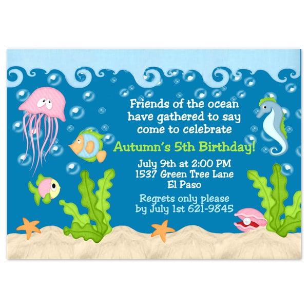 jellyfish under the sea birthday party invitations