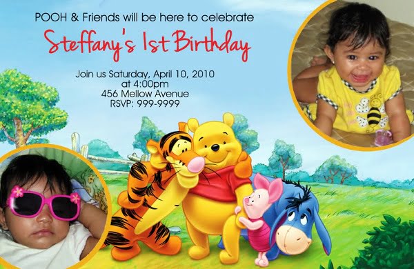 photos winnie the pooh invitations for 1st birthday