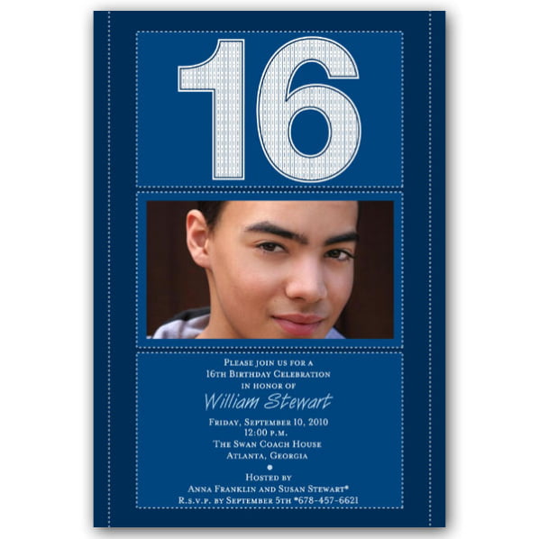 man 16th birthday invitations for boys