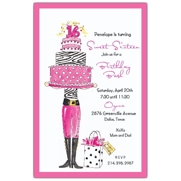 female sweet 16 birthday invitations free