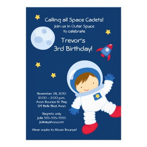 astronaut birthday party invitations for boys