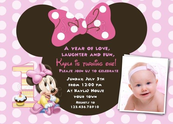 pink 1st birthday invitations minnie mouse