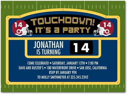 touch down print at home birthday party invitations