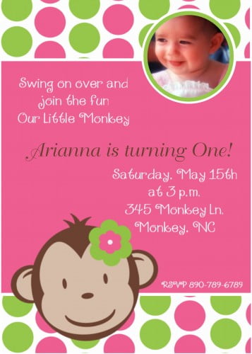 female free printable monkey birthday invitations