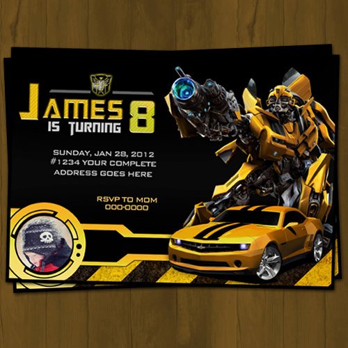 transformers bumble bee birthday party invitations