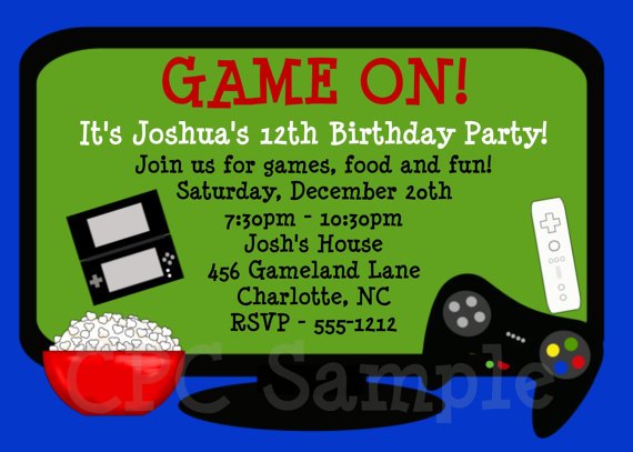 video game invitations for birthday party templates