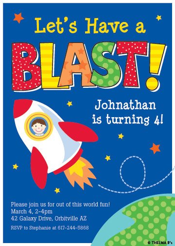 rocket birthday party invitations for boys