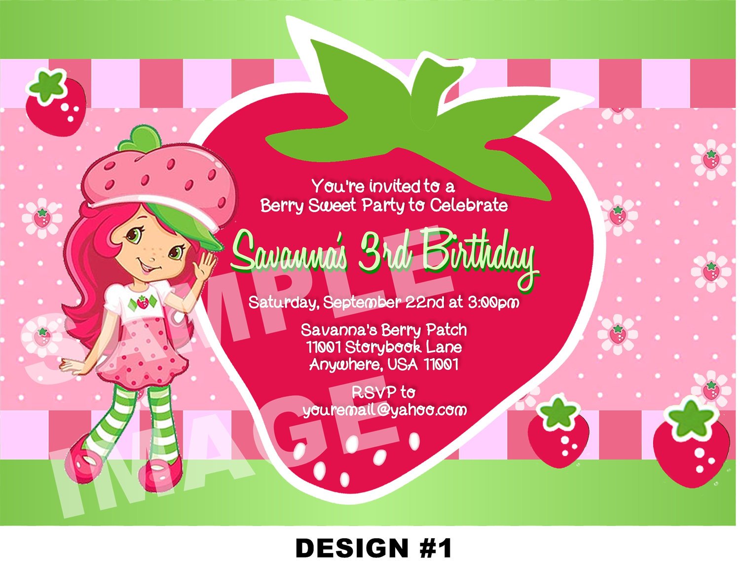 sweet strawberry shortcake birthday party invitations