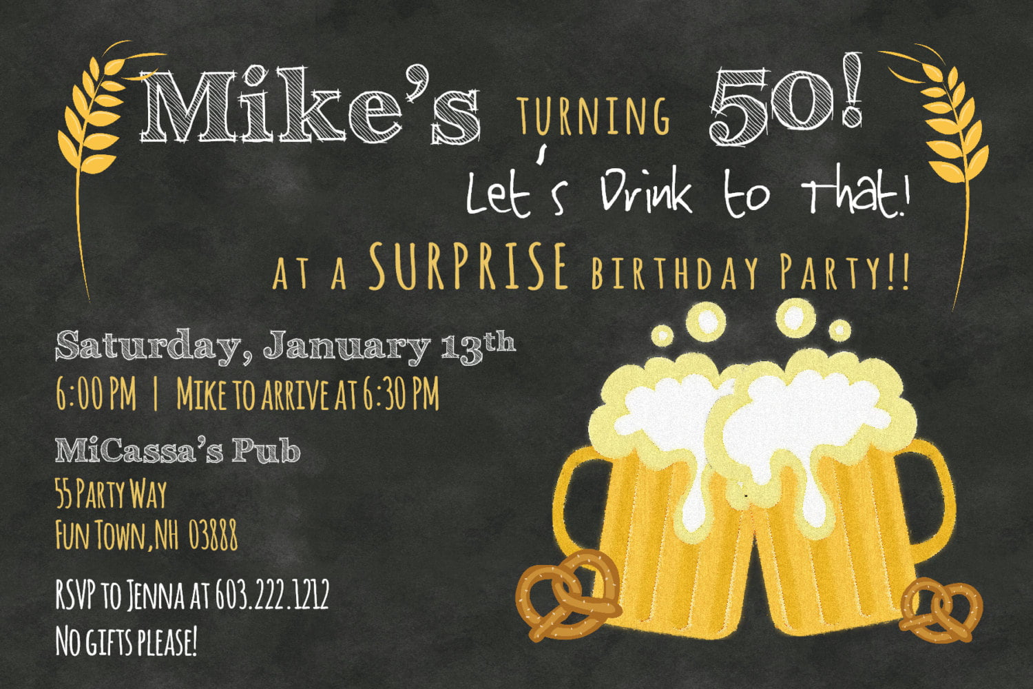 beer invitations for a 50th birthday party