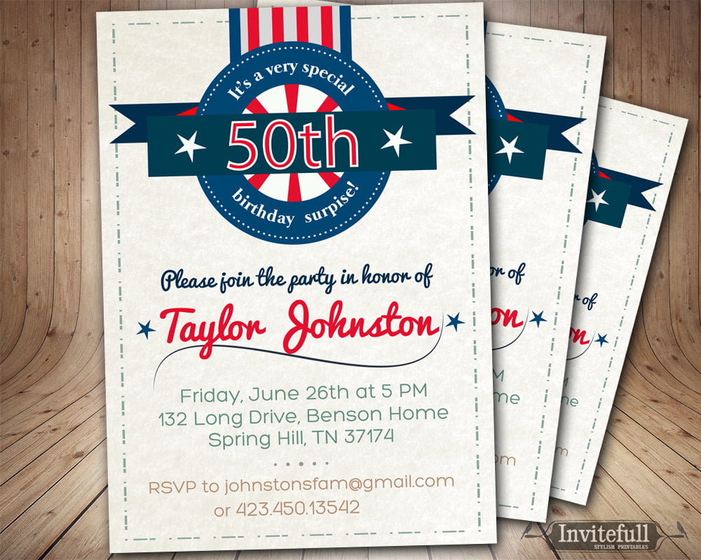 flas invitations for a 50th birthday party