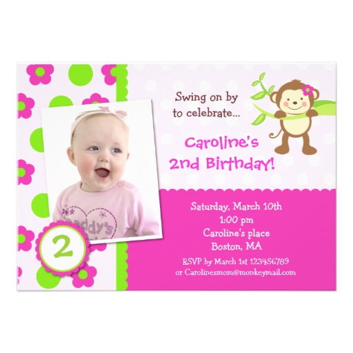 girl free printable monkey birthday invitations